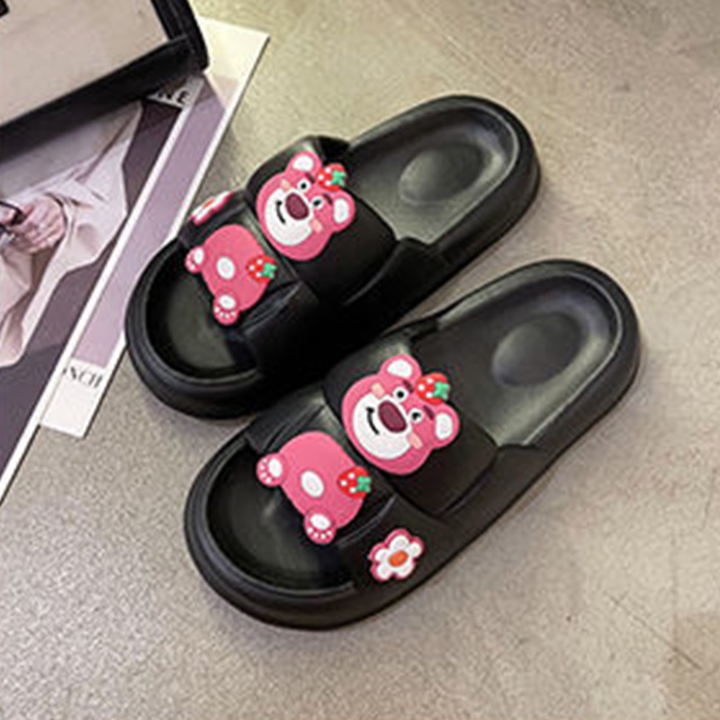 Dejavu Sendal Wanita Terbaru Jelly Karet Sandal Slop Flat Rumahan Empuk Elastis Sendal Anti Slip HSN109-110 Hitam