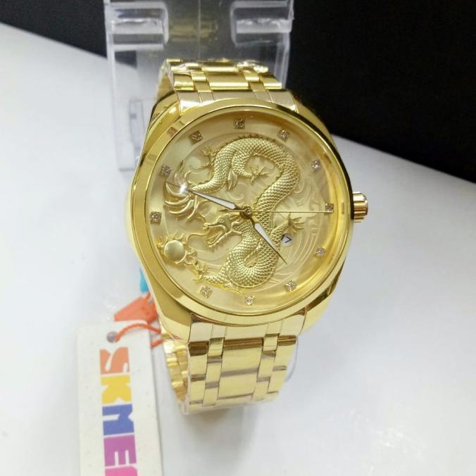 Jam Tangan Skemei Pria/Wanita Strap Gold