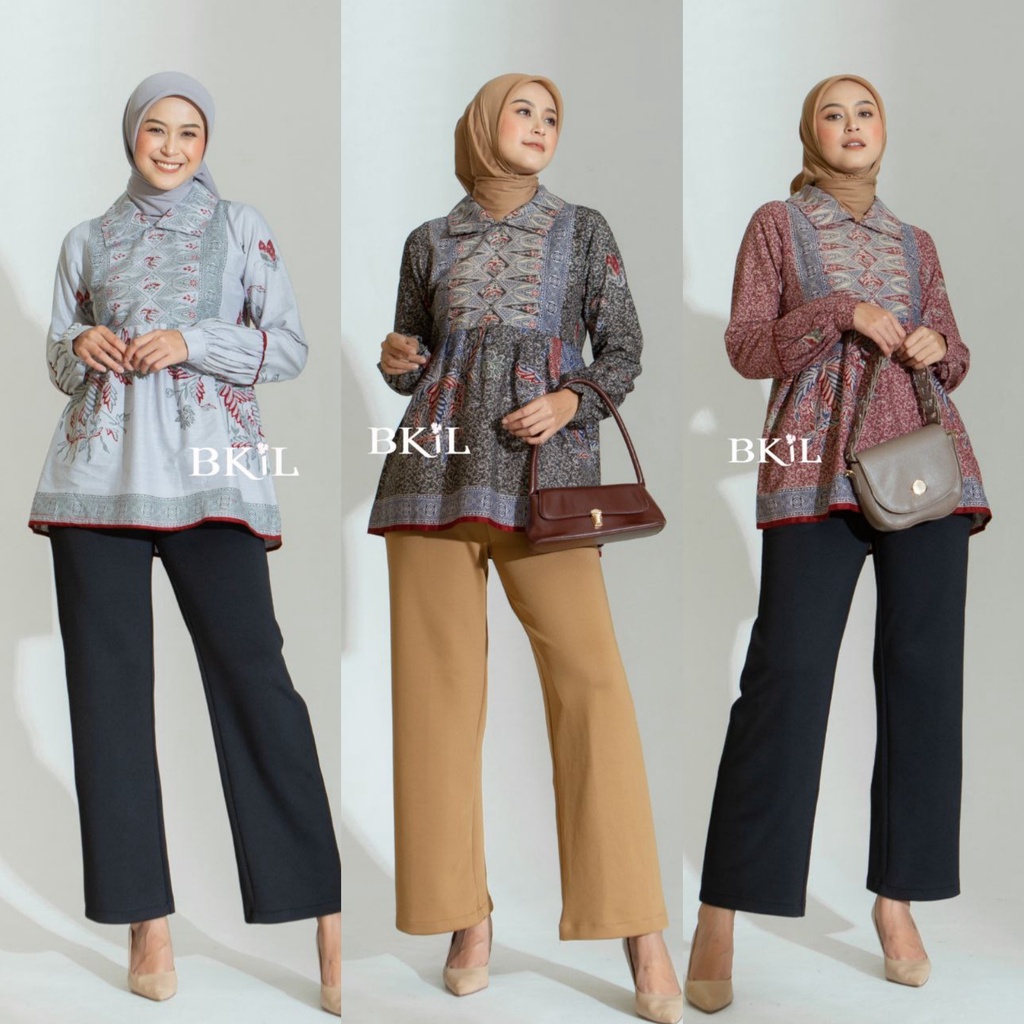 Baju Batik Wanita Modern Atasan Blouse Batik Kerja Kantor Wanita Motif Fiona