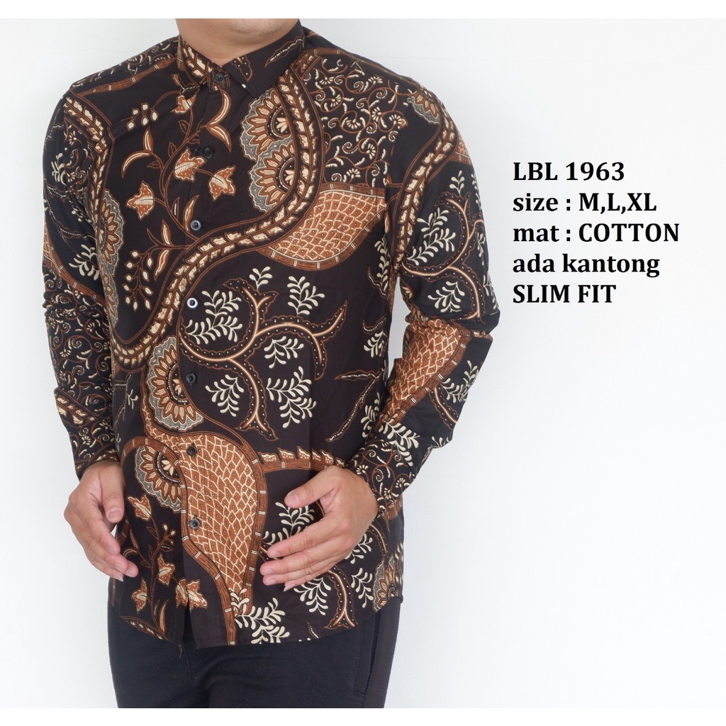 KEMEJA BATIK PRIA SLIM FIT LENGAN PANJANG BAJU BATIK PRIA LBL1963