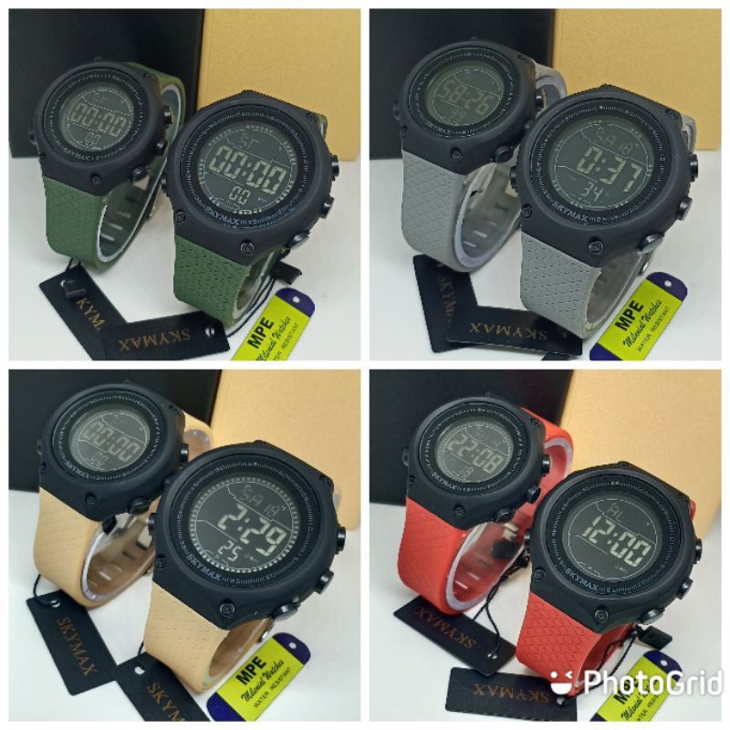 Free Batrai Cadangan Free Box Jam Tangan Couple SkyMax 1810 Waterproof Tahan Air