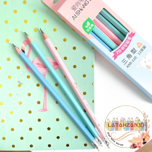 

Pensil 2B AISHING model pastel lucu ada penghapus pensil kekinian pensil warna pastel cod ready grosir ecer