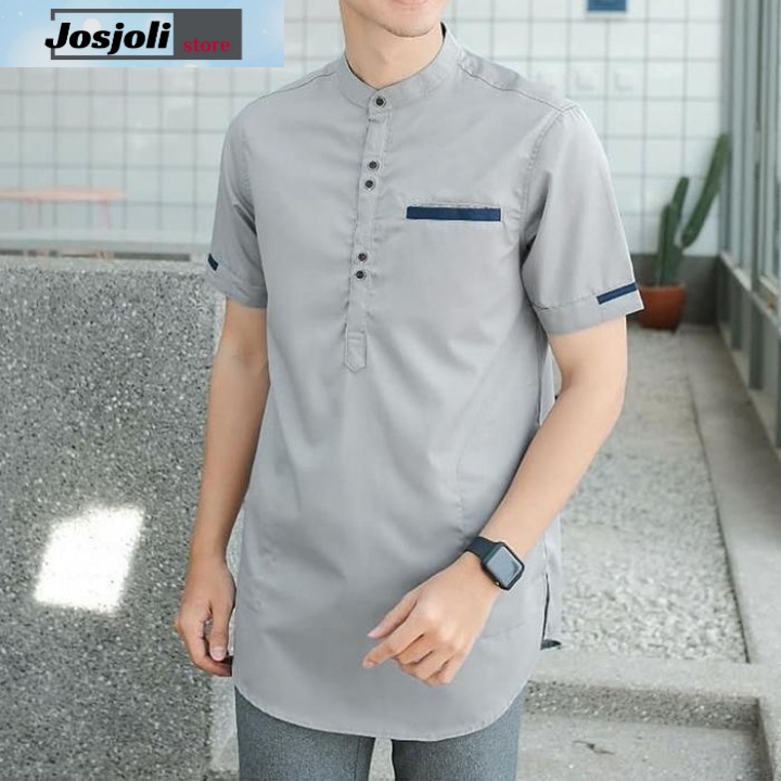 JOSJOLI_STORE/Baju Koko NOBU/Kemeja Koko Pria Dewasa Lengan Pendek/Pakaian Pria Muslim/Size S,M,L