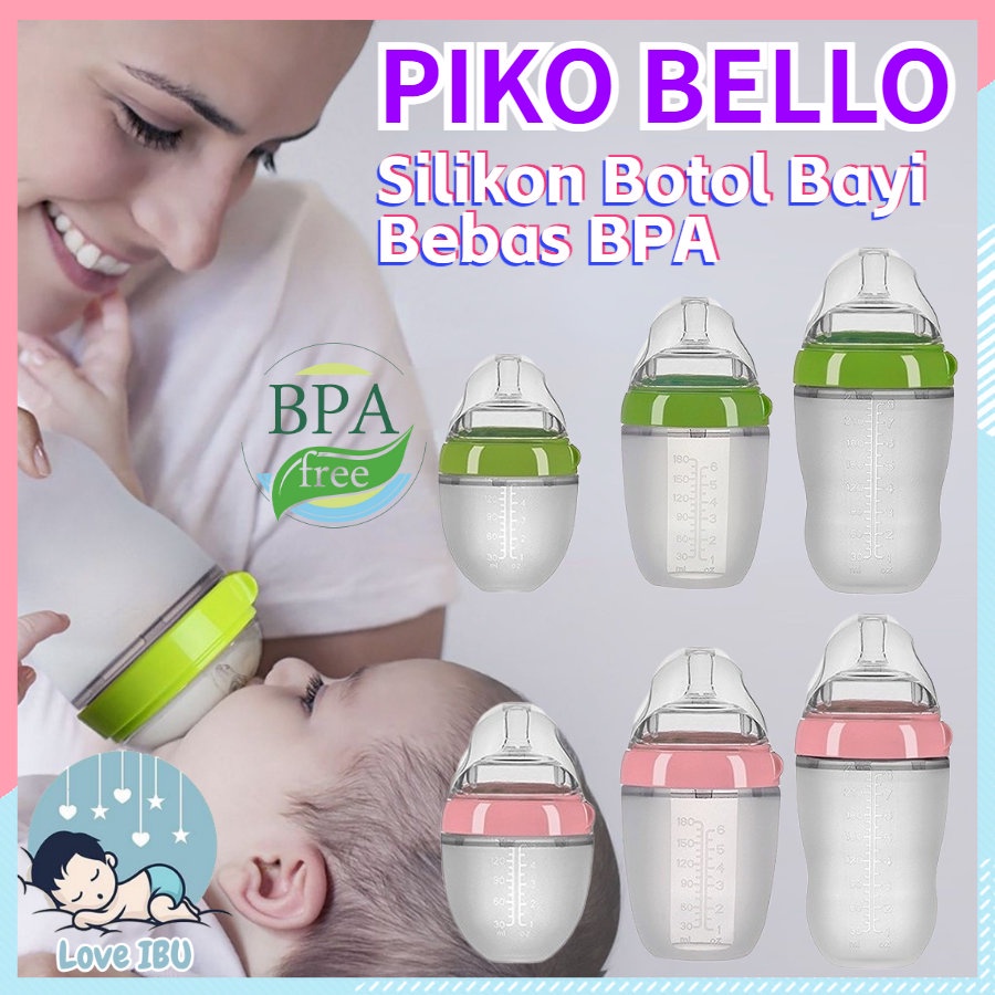 Newborn Baby Bottle Dot Bayi Botol Susu Bayi untuk Balita dan Newborn Botol Bayi / Botol Silikon Bayi / PIKO BELLO Bayi Botol Susu dengan Sedotan / Silicone Baby Bottle Botol Bayi Silikon / Botol susu bayi Silikon Leher Lebar (WIDE NECK) Warna Coklat