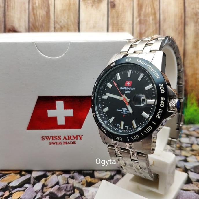 Swiss Army Analog Jam Tangan Pria Strap Rantai Silver 3309G Original ---NEW---