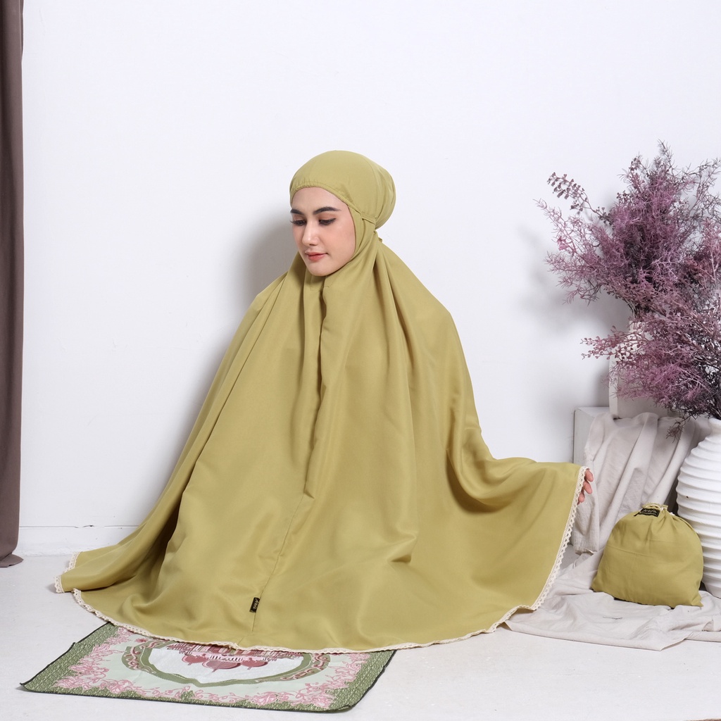 Mukena Traveling Dewasa Katun Polos Renda Syakila