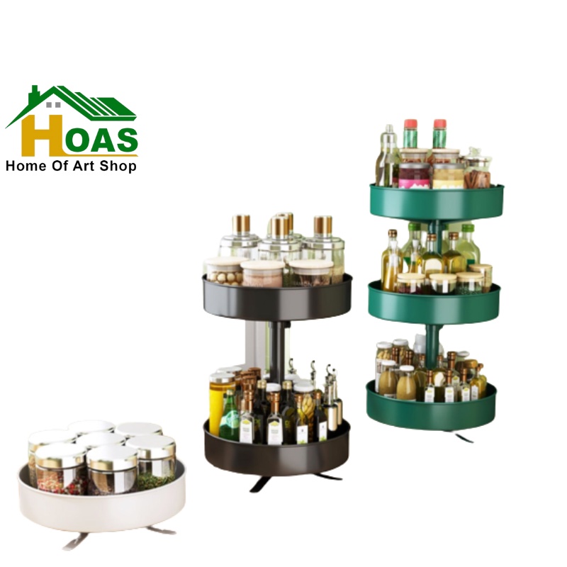 Hoas official shop Rak Bumbu Dapur Putar Rak Dapur Serbaguna Stainless Rotate Kitchen