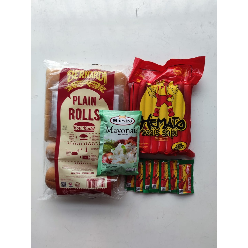 

(PAKET)BERNARDI hotdog jumbo + HEMATO sosis sapi 500gr