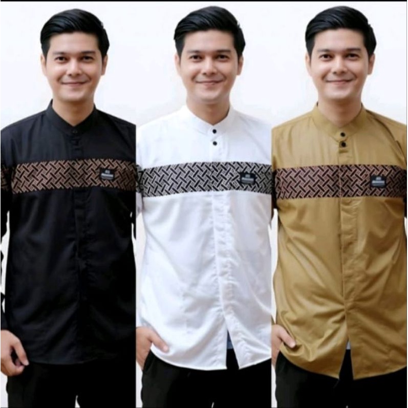 Baju Koko Pria Dewasa Lengan Panjang Motif Kobata Kombinasi Batik Terbaru