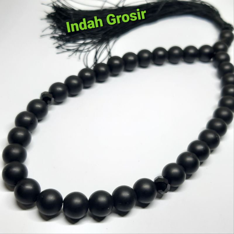 Tasbih Batu Black Onex Dop Warna Hajar Aswad 8mm 33butir Natural