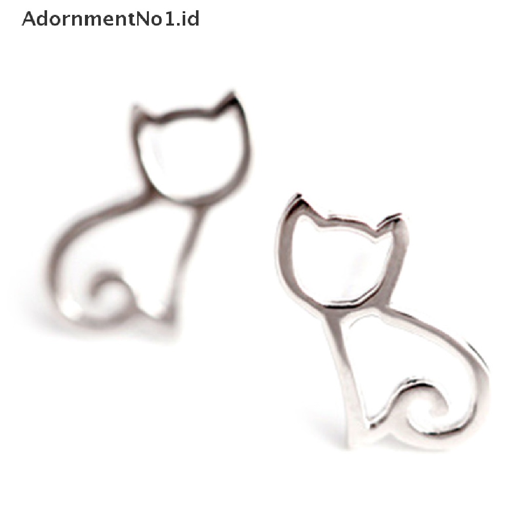 [AdornmentNo1] Indah Wanita Gadis Lucu Perak Anting Hewan Telinga Kucing Stud Earrings Perhiasan Hadiah [ID]