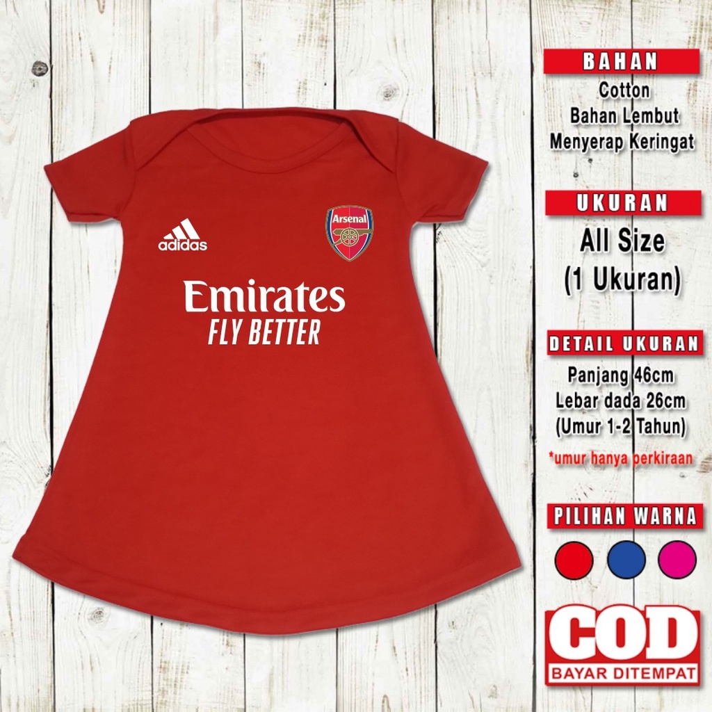 Dress Anak Perempuan Klub Bola A--R--S--N--L Dres ASN Cantik Pakaian Bayi Cewek Kado Hampers Baju Bo