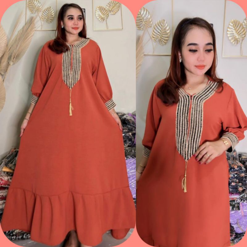 Gamis Cringkel crinkel  Rempel Renda import crinkle