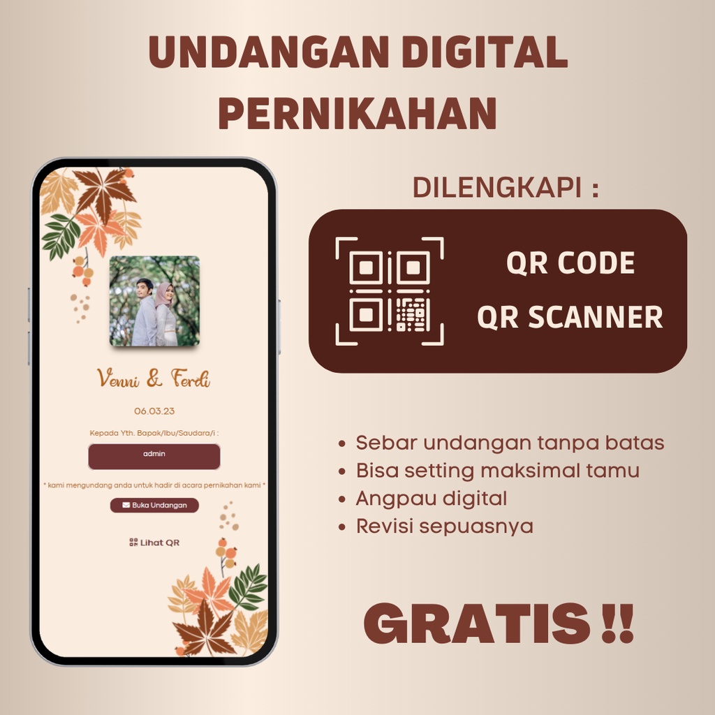 Undangan Digital Website Pernikahan - Premium With QR Code