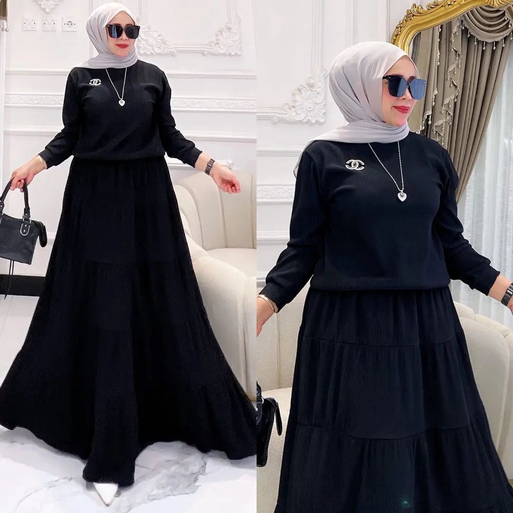 Nabila Dress / Dress Wanita Bahan Crinkle Airflow /  Fashiion Muslim Terbaru / Bisa COD / Kekinian  