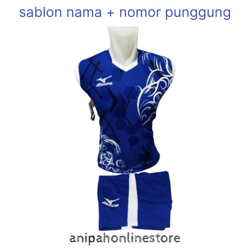 reques nama+nomor punggung Baju voli mizuno/setelan singlet mizuno terbaru baju badminton bola voli