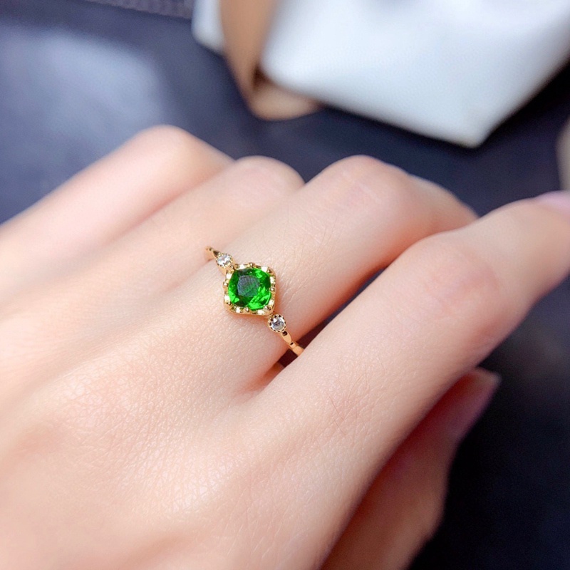 Cincin Elegan Abadi Kristal Hijau Untuk Wanita Cincin Perak925 Sterling Hadiah Pesta Pernikahan