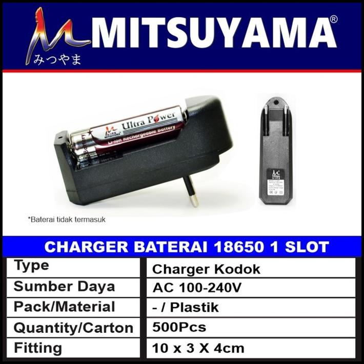 Charge Battery 18650 1 Slot Mitsuyama Casan Baterai 18650 Tg-001