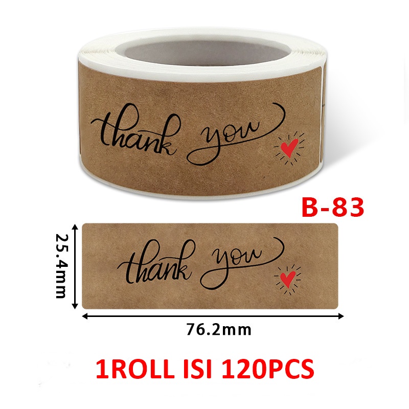 Serenity Sticker Thankyou 1Roll (120pcs) Label Segel Order Packing Motif Serbaguna - SLT05