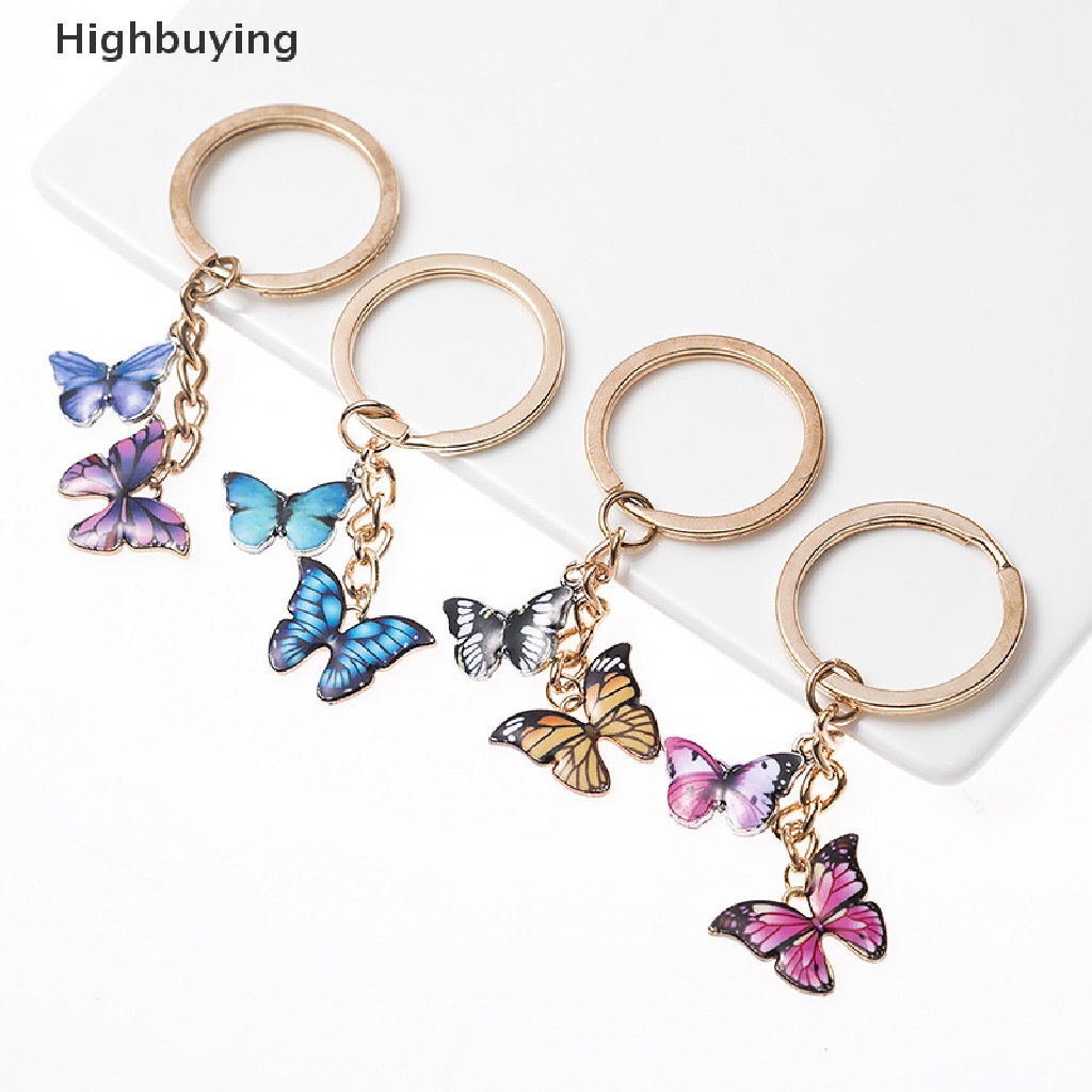 Hbid Double Butterfly Keychain Colorful Butterfly Key Chain Cincin Tas Liontin Perhiasan Glory