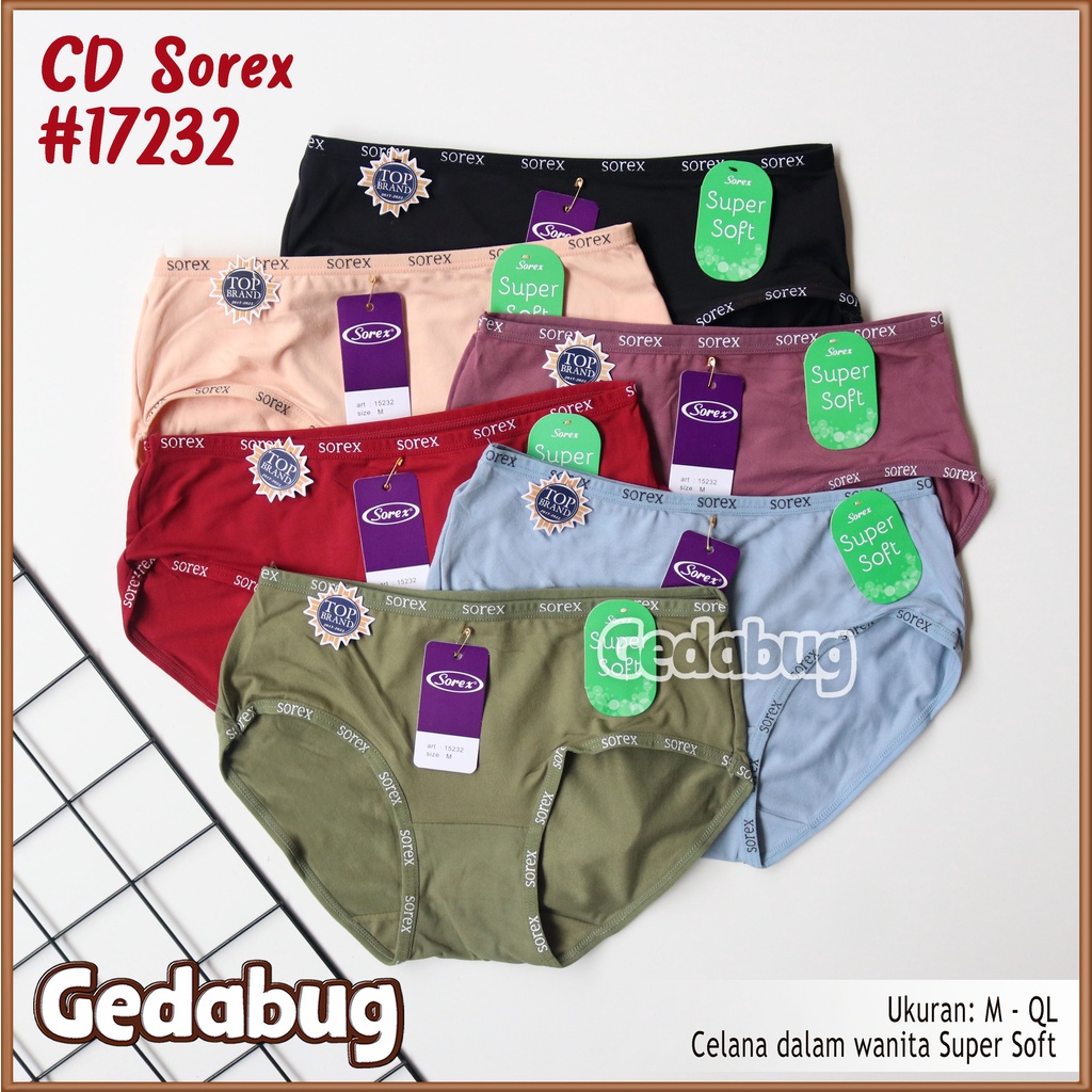 CD Wanita Sorex 15232 Motif List Cassual | Pakaian Celana Dalam Wanita Super Soft - Gedabug