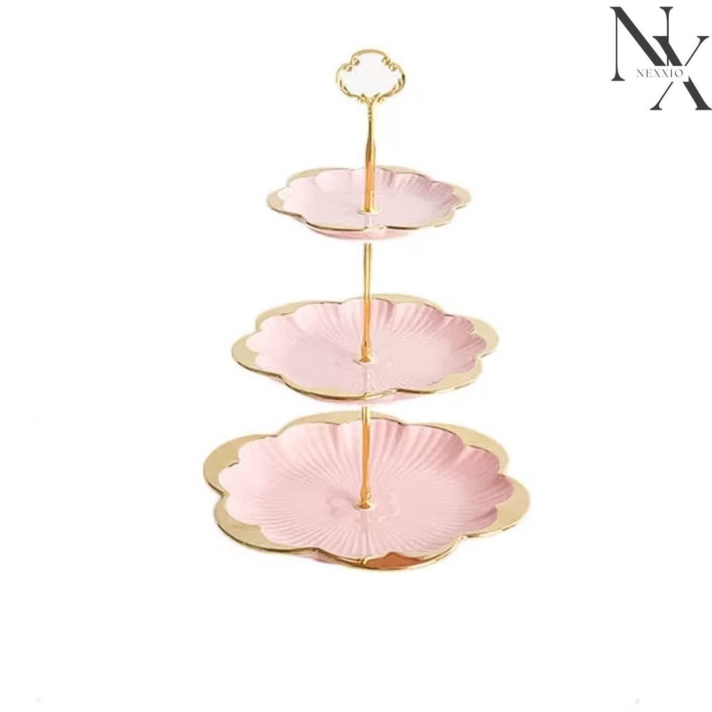 NexXio Tier Ceramic Cake Stand • Nampan Kue Susun Tingkat • Wadah Saji - Cake Tier Dessert Plate