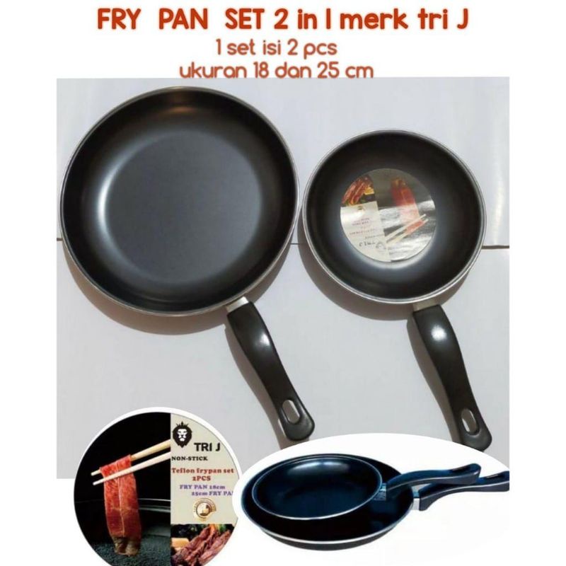 FRY PAN SET 2 IN 1 || FRY PAN MERK TRI J 1 SET ISI 2 PCS