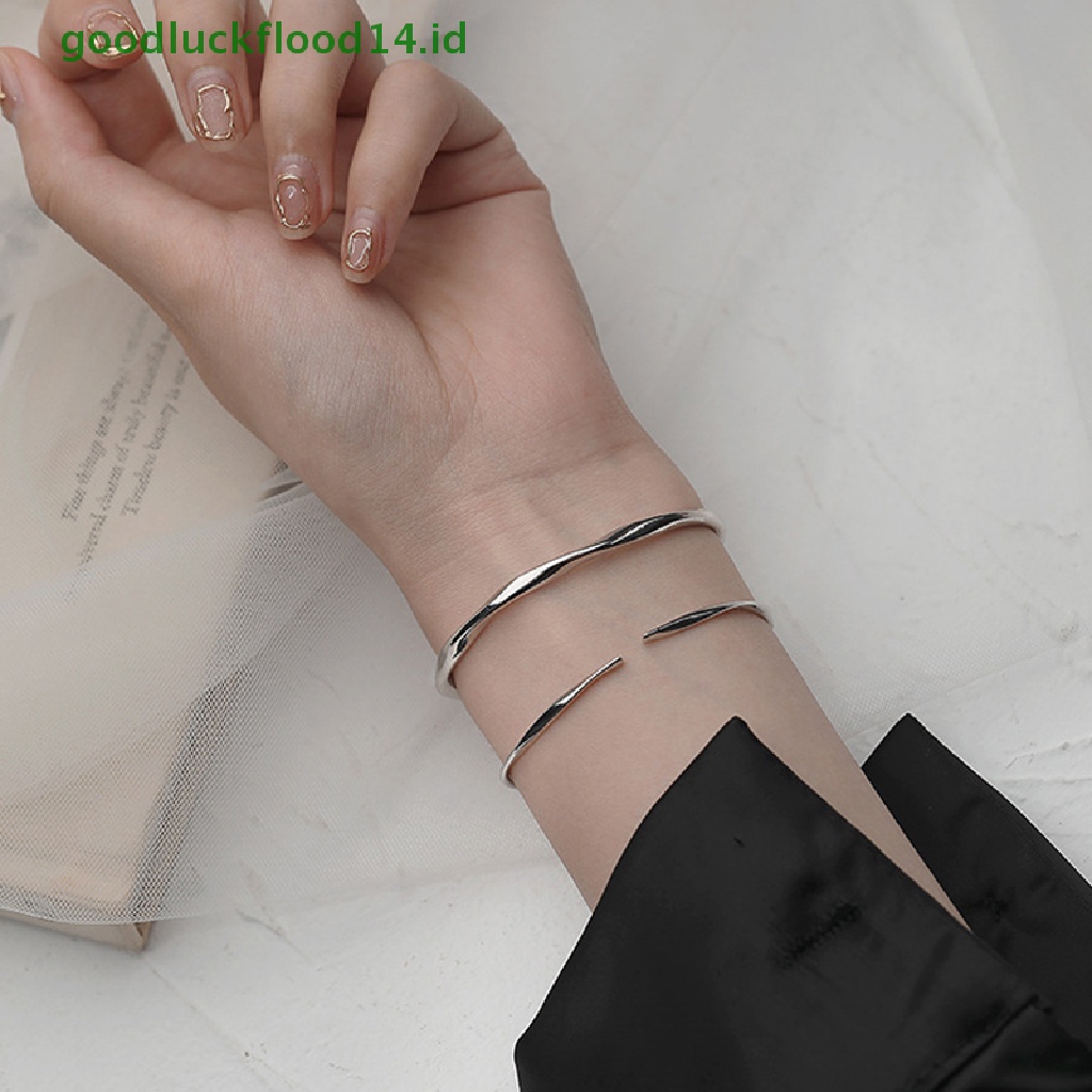 [GOOGFOUR] 999mobius Sterling Silver Gelang Elegan Fine Jewelry Open Bracelet Vintage Design Bangles Adjustable Fine Perhiasan Pesta Hadiah Aksesoris [TOP]