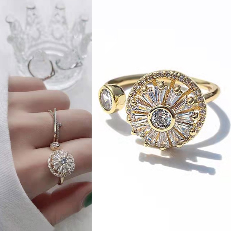 Cincin Berputar Pereda Kecemasan Kristal Emas, Cincin Dekompresi Yang Dapat Disesuaikan