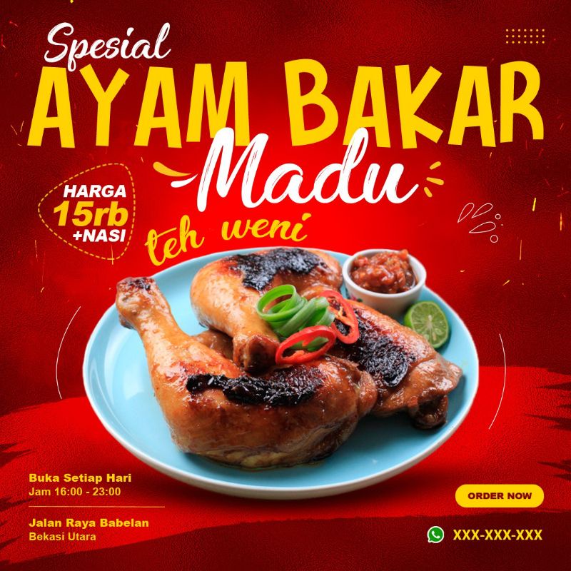 Spanduk Banner Ayam Bakar Madu CUSTOM DESAIN