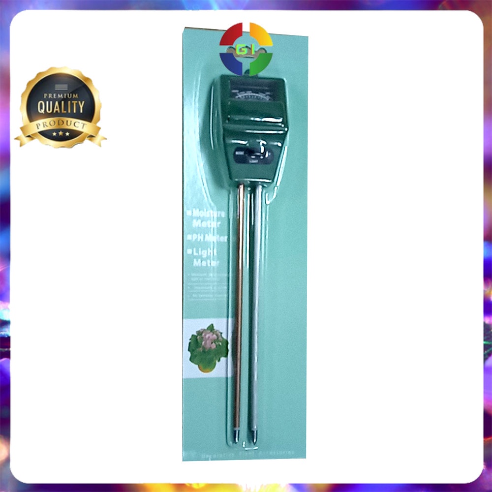 Alat Pengukur Kelembaban Tanah 3 in1 Soil Moist PH Detector Analyzer - Green