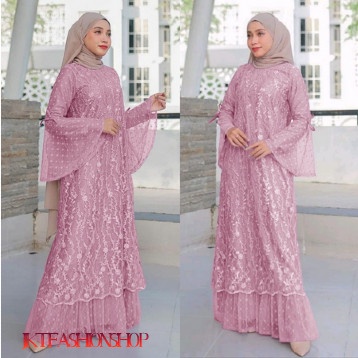 Baju Gamis Kondangan Wanita Terbaru Dress Muslim Muslimah Undangan Pesta Pernikahan Cewek Elegan Cew