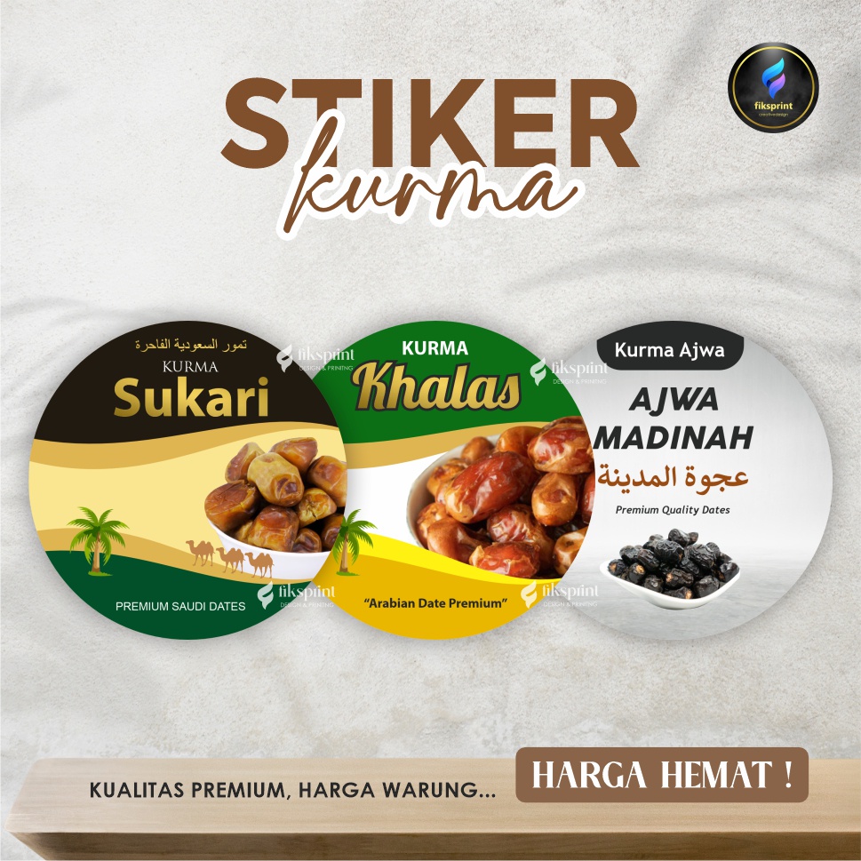 

Stiker Kurma Bulat | Kurma Sukkari, khalas, Ajwa | Cutting Cromo Bulat