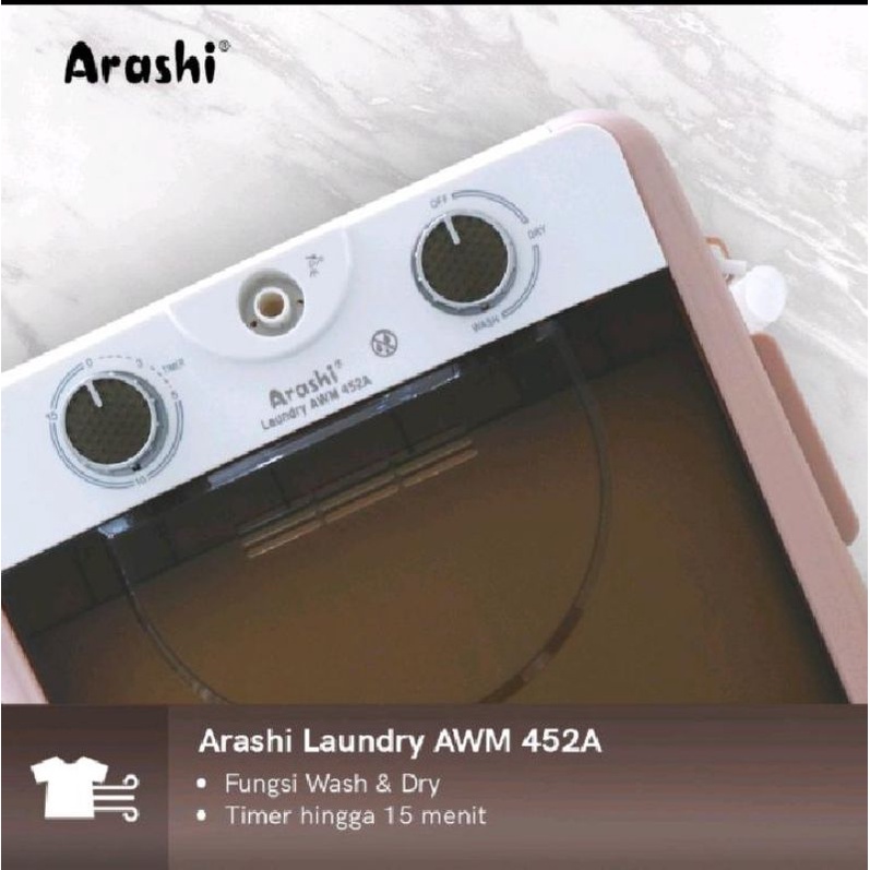 Arashi mesin cuci mini portable 4.5 KG Arashi AWM 451A / 452A