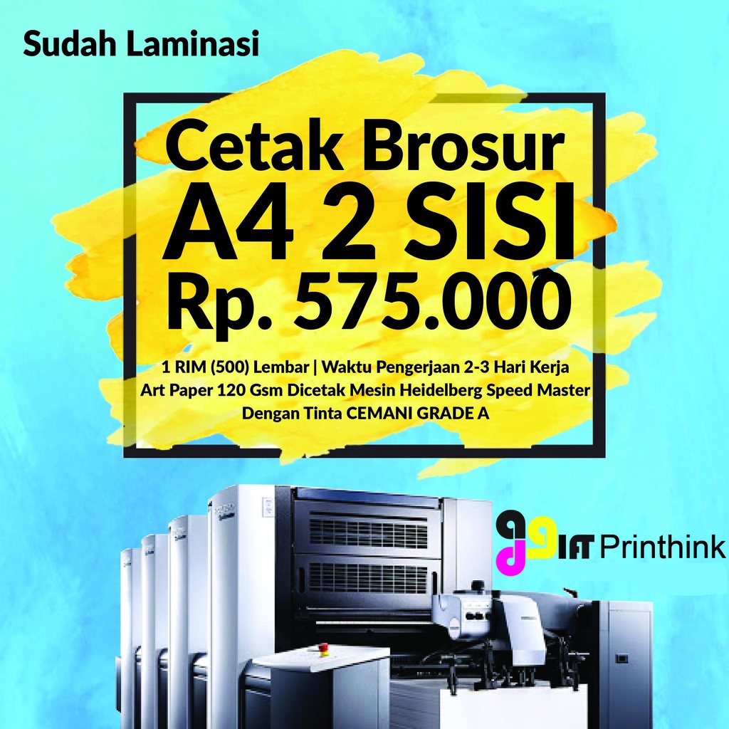

Cetak Brosur A4, Kertas Artpaper 120Gr, 2Sisi, 1 RIM, Sudah LAMINASI