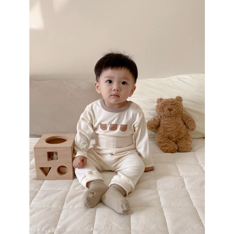 Setelan panjang anak laki laki usia 1-2 tahun setelan premium motif 3 Bear