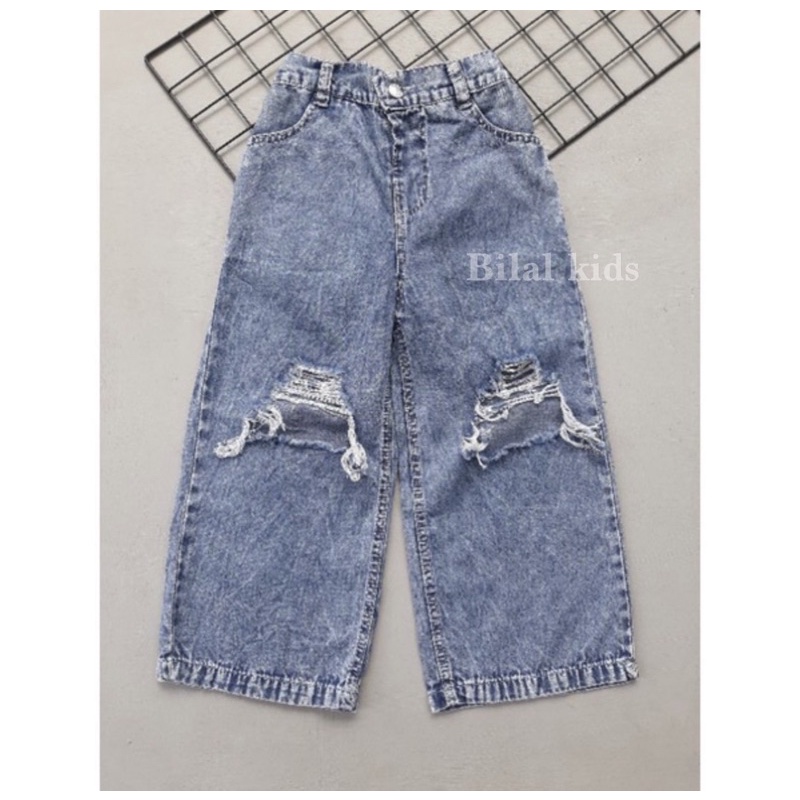 CELANA KULOT JEANS RIPPED SOBEK ANAK 1-10TH UNISEX