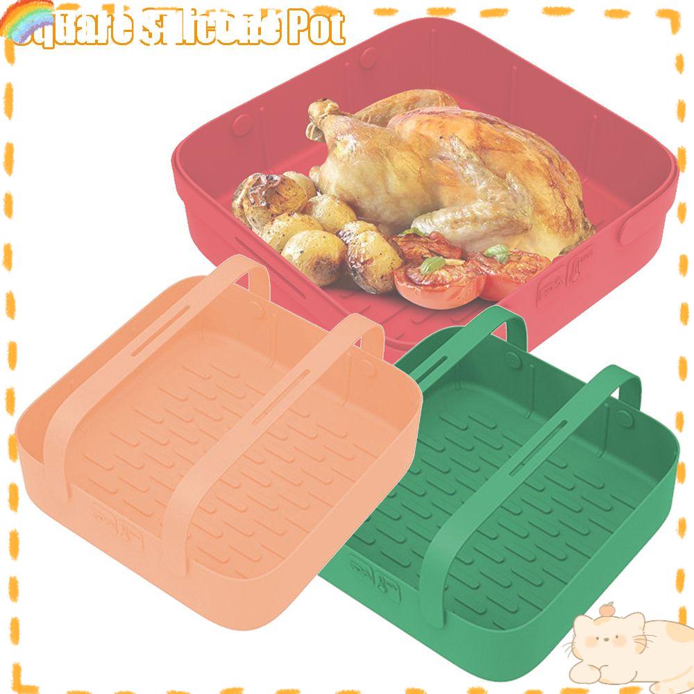 Solighter Square Silicone Pot Pengganti Memasak Reusable Pizza Plate Baking Basket