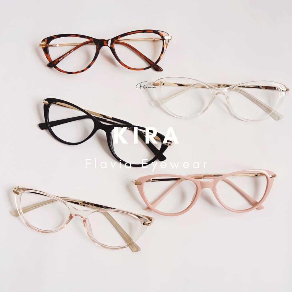 Flavia Eyewear - Kacamata Kira Cat Eye Acetat (custom minus, photochromic, blueray, bluechromic dan photobrown)