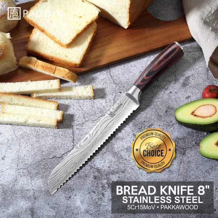 [Pisau Dapur] Pisau Roti Paudin N4 Premium Kitchen Bread Knife 8" Stainless Steel [Knife]