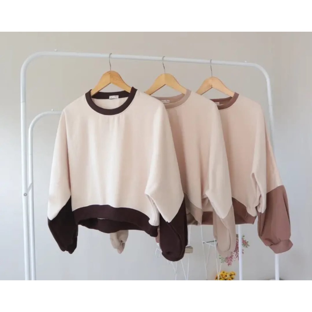 Zoeyy Combine Sweater Wanita Croope - Sweater Crop Oversize Wanita Korean Style