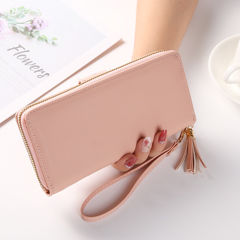 Dompet Panjang Lipat Zipper Multifungsi Korea Fashion Style Dompet Cewek Resleting Klip Women Wallet PU Satu7an D87