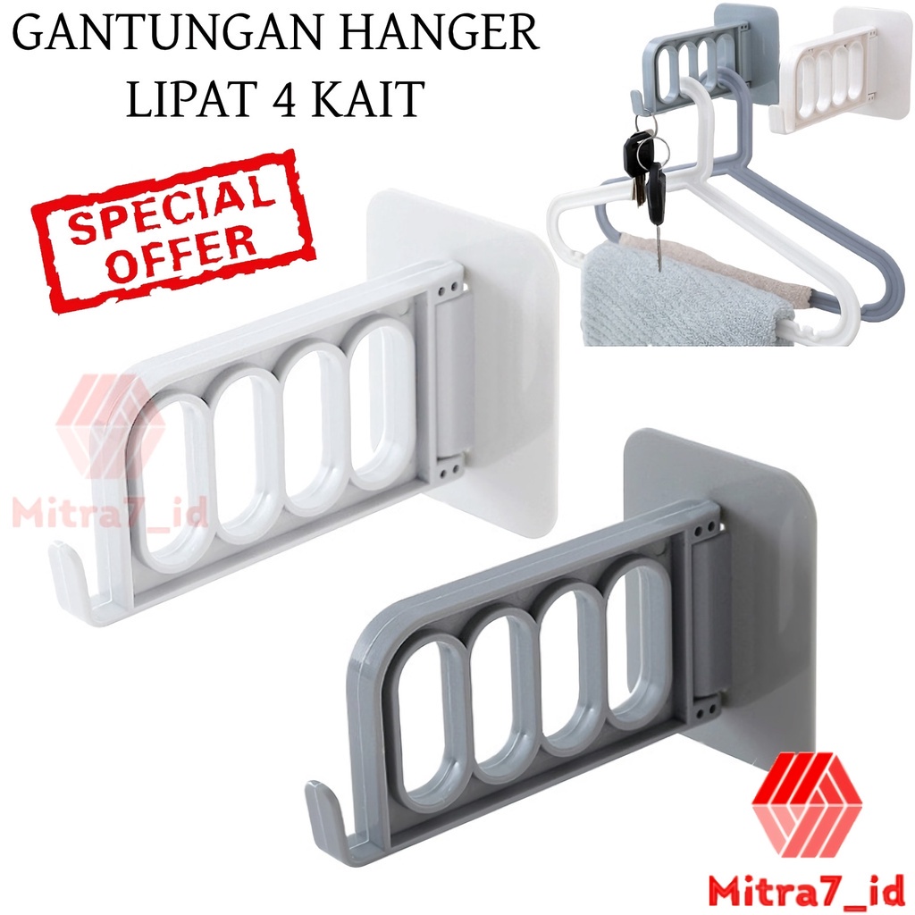 [M7]GANTUNGAN DINDING BAJU TEMPEL LIPAT 4 LUBANG 1 KAITAN GANTUNGAN TEMPEL HOOK HANGER INDOOR / GANTUNGAN LIPAT