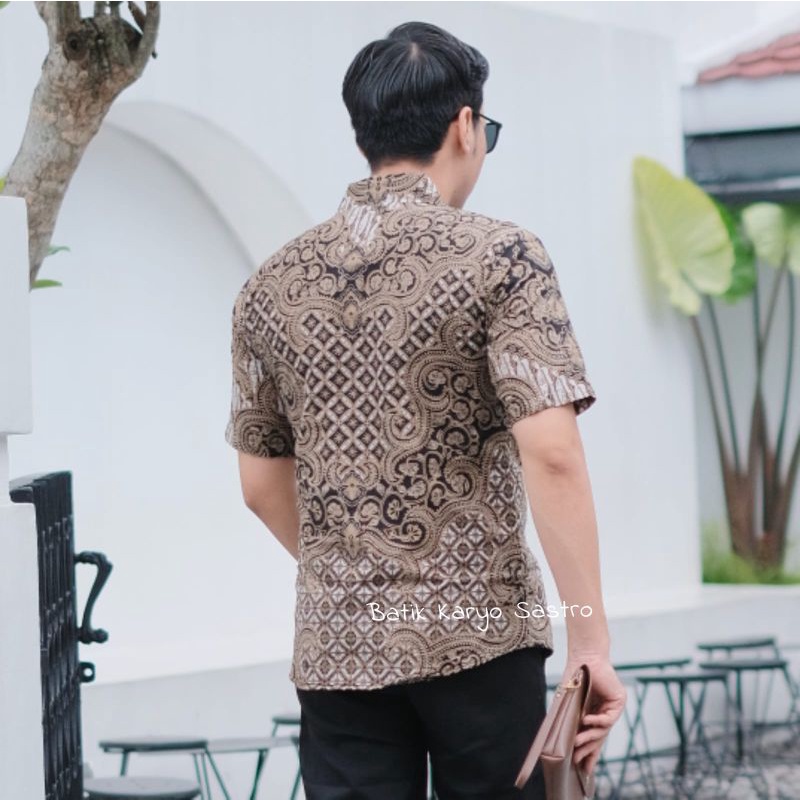 Baju Kemeja Batik Pria Lengan Panjang Modern Slimfit Katun Lapis Furing