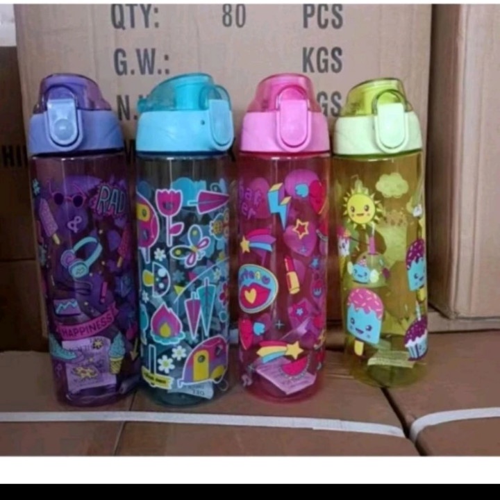 750ML - BOTOL MINUM SMIGGLE COLORFULL WARNA WITH STRAP &amp; SARINGAN