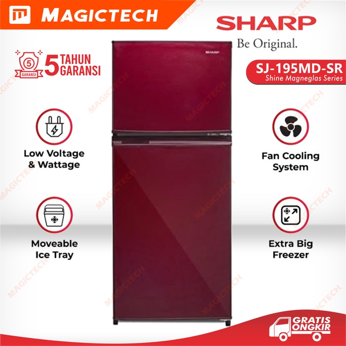 KULKAS SHARP 2 PINTU SJ-195MD-SR / SJ-195 172L - MERAH