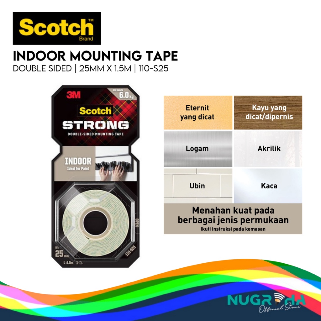 

Scotch 3M Perekat Isolasi Indoor Mounting Tape 25 MM X 1.5 M 110-S25