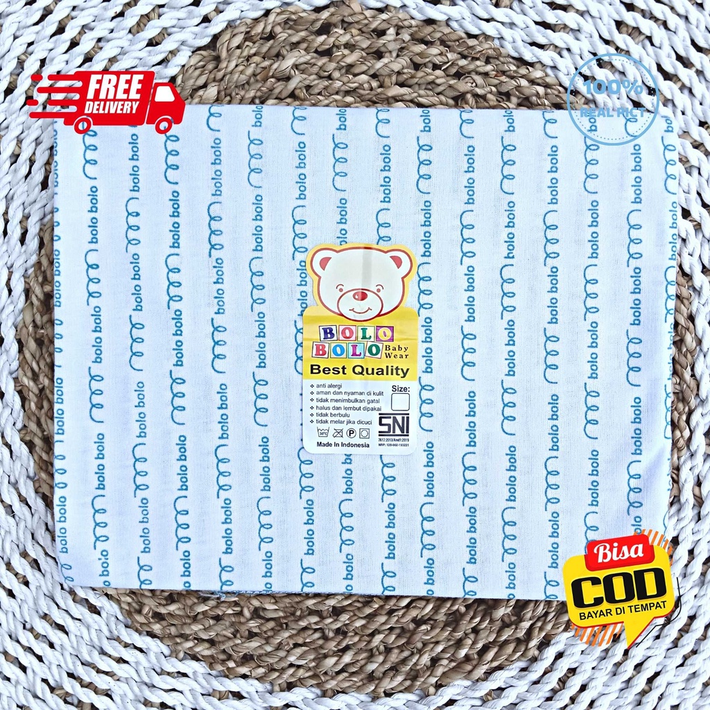 SALE 7.7 - 3 PCS Bedong Kaos Bayi Serian Biru Pernel Bayi ukuran 90x110cm Bolo-Bolo Serian BIRU