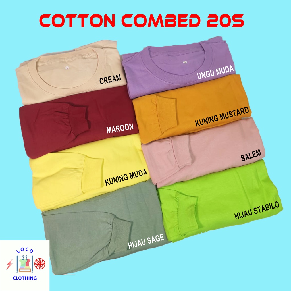 LOCO - KAOS POLOS PANJANG COTTON COMBED 20S | LENGAN PANJANG M-XXL BAJU KATUN