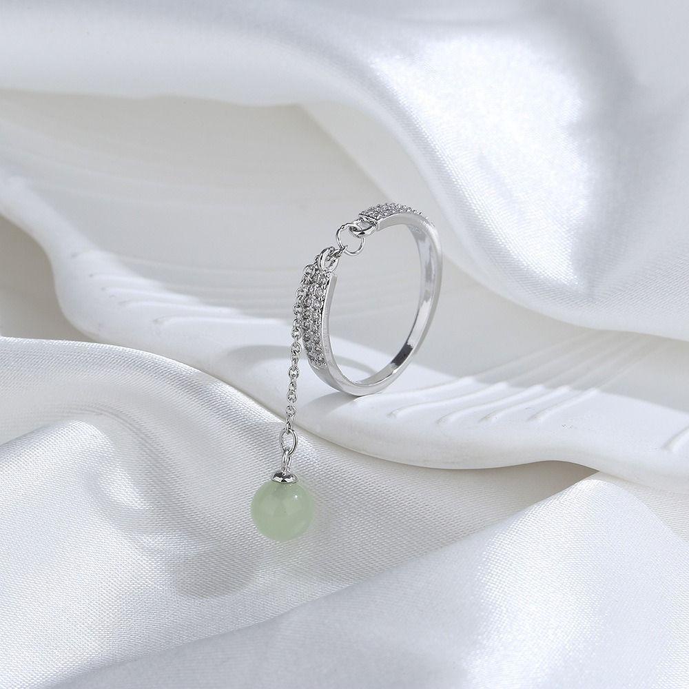 Mxbeauty Vintage Wanita Cincin Adjustable Chic Simple Niche Desain Rumbai Gadis Hadiah Zirkon Manis Gaya Cina Ring